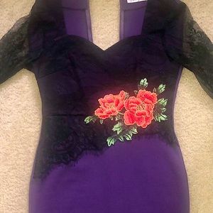 VfEmage Embroidered Floral Lace Cocktail Dress